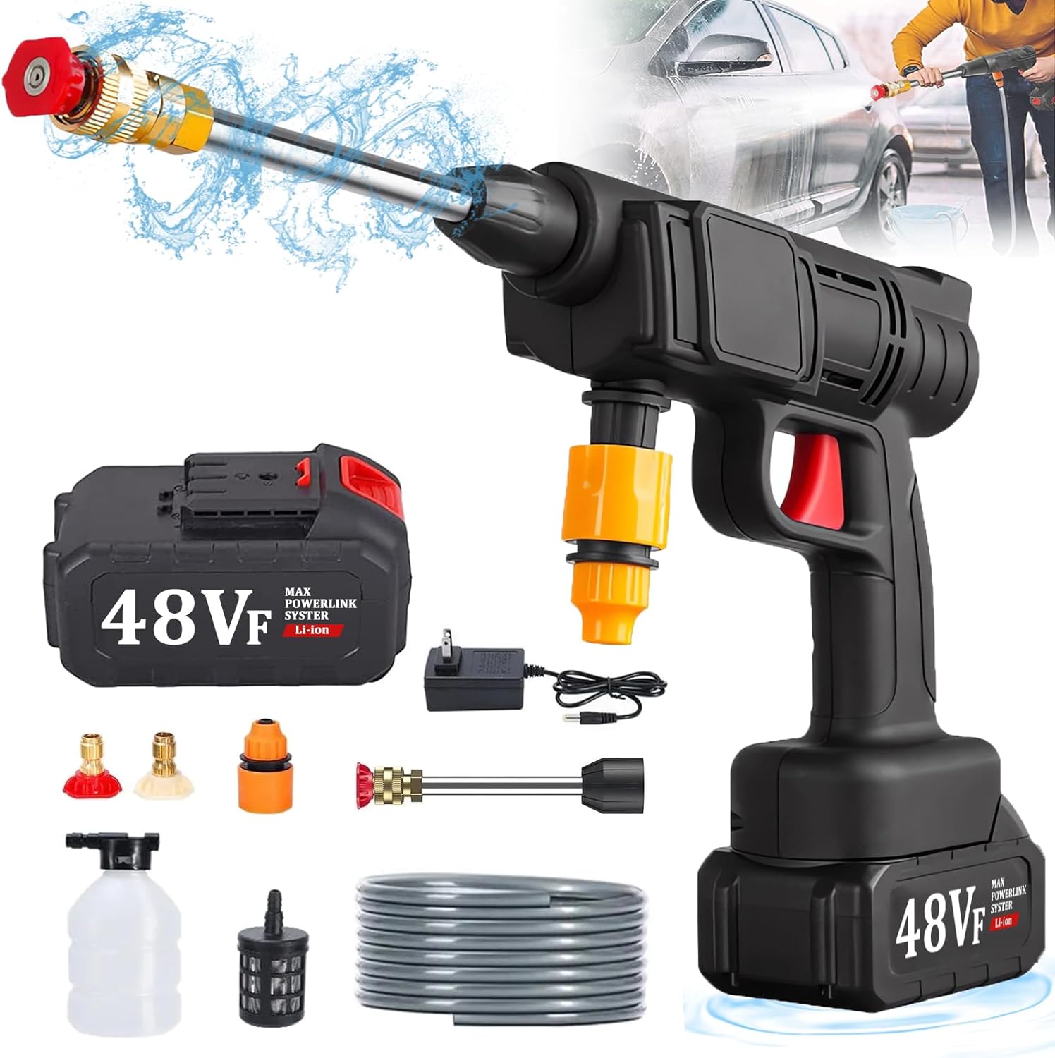 Hidrolavadora Eléctrica Portátil y Inalámbrica 680psi de Presión