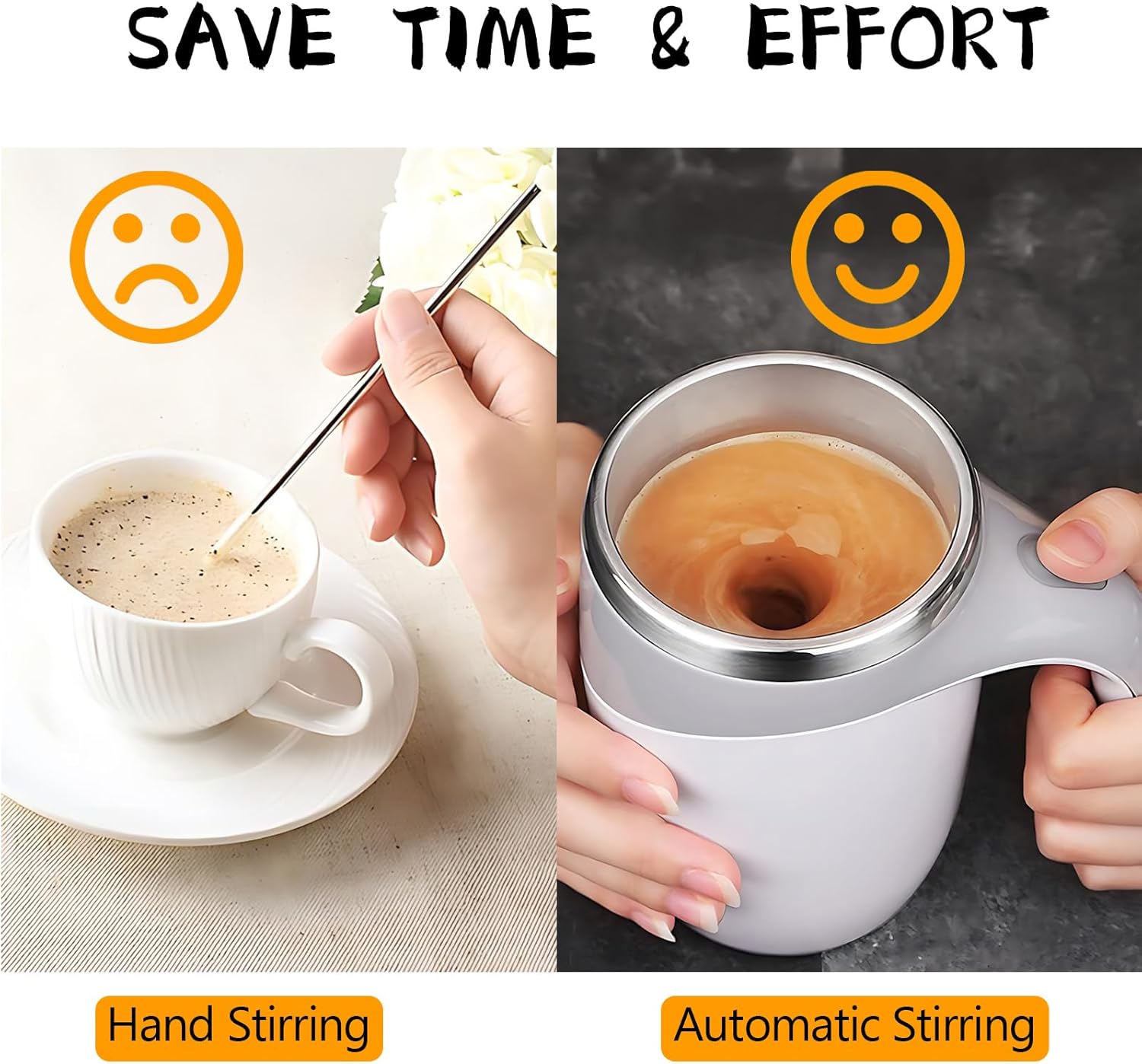 Taza Mezcladora Automática Agitador Bebidas Termo Acero