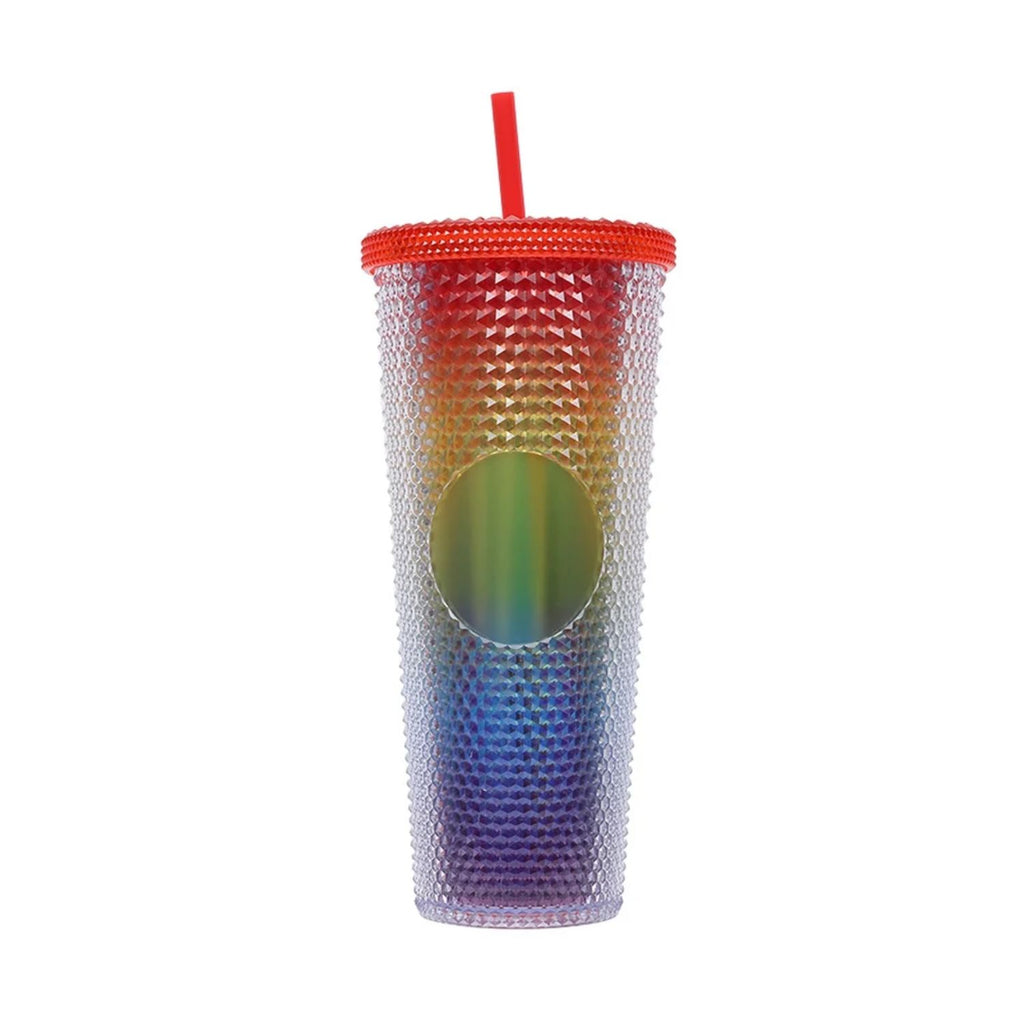 Vaso De Agua Con Pajita De Plástico Y Luz LED