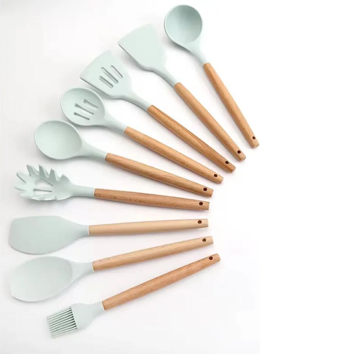 Set 12 Utensilios Cocina Silicona Y Madera